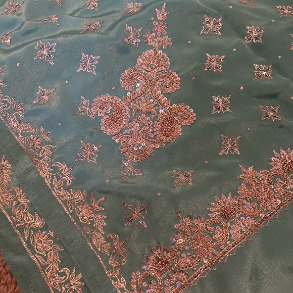 🆕 Mint Green Saree - Picture 3 of 4